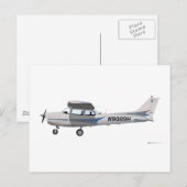 Cessna 172 Skyhawk Blue Postkarte (Vorne/Hinten)