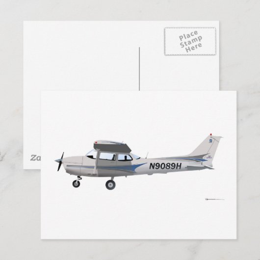 Cessna 172 Skyhawk Blue Postkarte (Vorne/Hinten)
