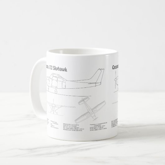 Cessna 172 Skyhawk - Flugzeugkonzepte BD Kaffeetasse (Vorderseite Links)