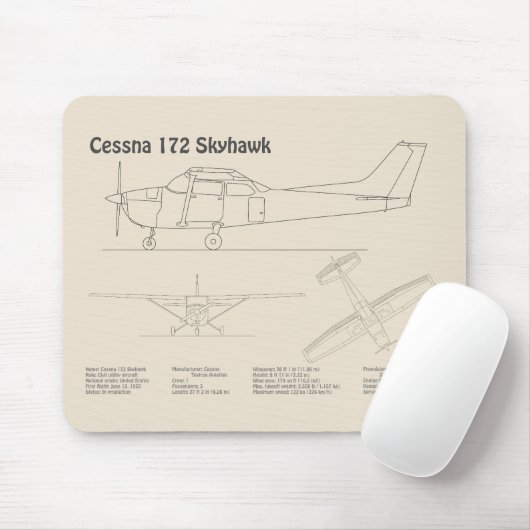 Cessna 172 Skyhawk - Flugzeugkonzepte SD Mousepad (Mit Mouse)