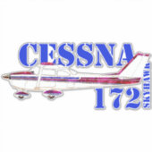 Cessna 172 Skyhawk Illustration Fett Text Design Aufkleber (Vorderseite)