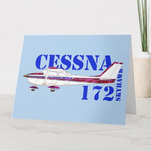 Cessna 172 Skyhawk Illustration Fett Text Design Dankeskarte (Vorderseite)