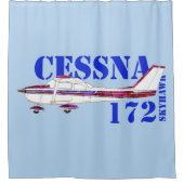 Cessna 172 Skyhawk Illustration Fett Text Design Duschvorhang (Vorderseite)