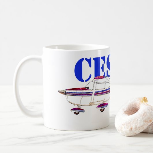 Cessna 172 Skyhawk Illustration Fett Text Design Kaffeetasse (Mit Donut)