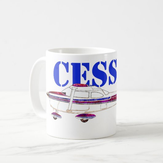 Cessna 172 Skyhawk Illustration Fett Text Design Kaffeetasse (Vorderseite Links)