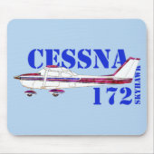 Cessna 172 Skyhawk Illustration Fett Text Design Mousepad (Vorne)