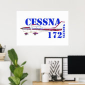 Cessna 172 Skyhawk Illustration Fett Text Design Poster (Heimbüro)