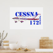 Cessna 172 Skyhawk Illustration Fett Text Design Poster (Küche)
