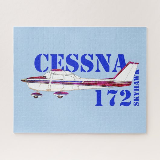 Cessna 172 Skyhawk Illustration Fett Text Design Puzzle (Horizontal)