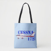 Cessna 172 Skyhawk Illustration Fett Text Design Tasche (Vorderseite)