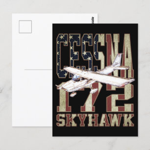 Cessna 172 Skyhawk mit Vintage-Flagge der Vereinig Postkarte
