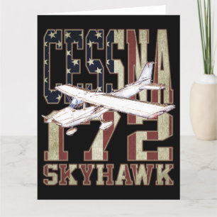 Cessna 172 Skyhawk mit Vintager Flagge der Vereini Dankeskarte