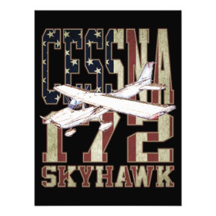 Cessna 172 Skyhawk mit Vintager Flagge der Vereini Fotodruck