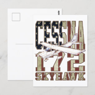 Cessna 172 Skyhawk mit Vintager Flagge der Vereini Postkarte
