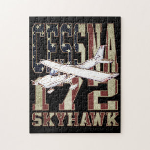 Cessna 172 Skyhawk mit Vintager Flagge der Vereini Puzzle