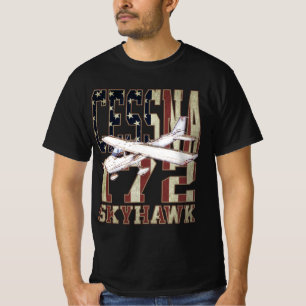 Cessna 172 Skyhawk mit Vintager Flagge der Vereini T-Shirt