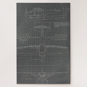 Cessna 172G Skyhawk - Zeichnend 3-View-Linie Puzzle