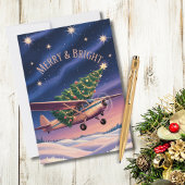 Cessna Airplane carries Christmas Tree Photo Funny Geschenkanhänger