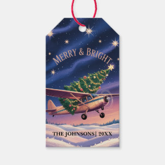 Cessna Airplane carries Christmas Tree Photo Funny Geschenkanhänger