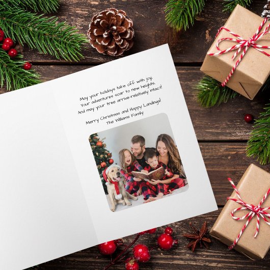 Cessna Airplane carries Christmas Tree Photo Funny Karte