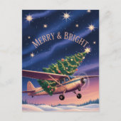 Cessna Airplane carries Christmas Tree Photo Funny Postkarte (Vorderseite)