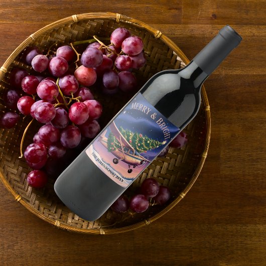 Cessna Airplane carries Christmas Tree Photo Funny Weinetikett