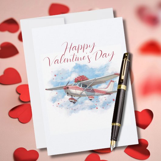 Cessna Airplane carries Flower Bouquet Photo Funny Feiertagskarte