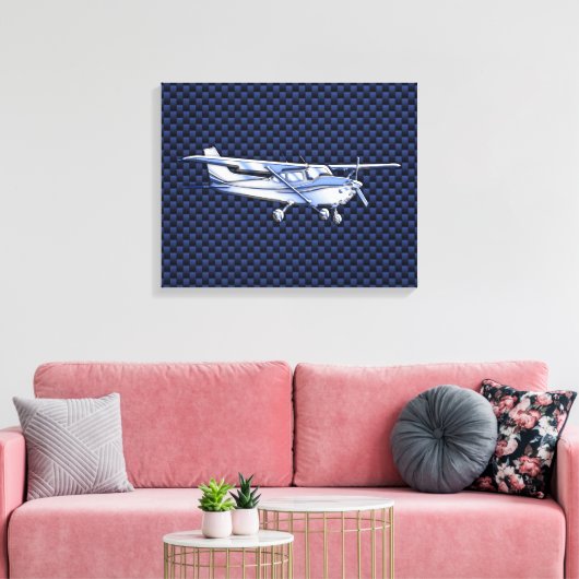 Cessna Blue Carbon Fiber Leinwanddruck (Insitu (Wohnzimmer))