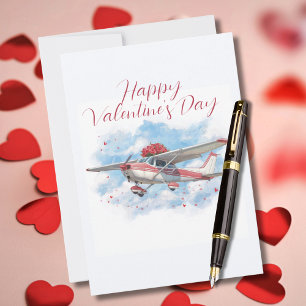 Cessna-Flugzeug trägt Blumenstrauß Foto Lustig Feiertagskarte