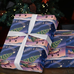 Cessna-Flugzeug trägt Weihnachtsbaum-Foto Lustig Geschenkpapier