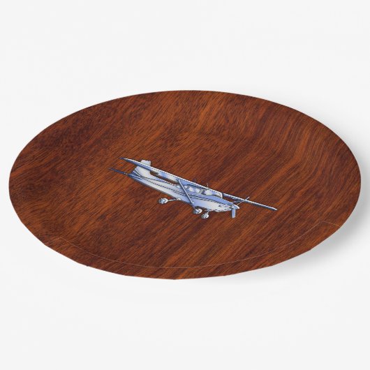Cessna Flying Mahogany Pappteller (Schrägansicht)