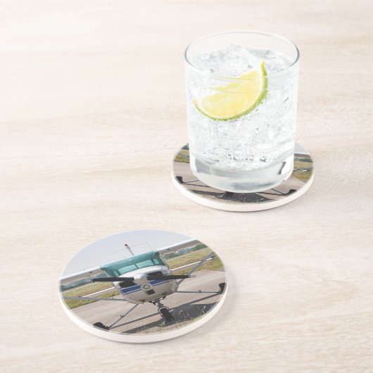 Cessna-Leichtflugzeug Sandstein Untersetzer (Seite)