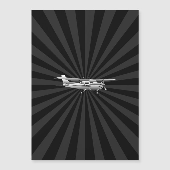 Cessna-Silhouette fliegend Sunburst Dekoration Magnetkarte (Vorderseite)