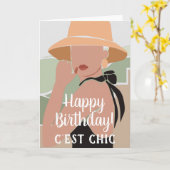 C'est Chic French Woman Happy Birthday Karte (Gelbe Blume)