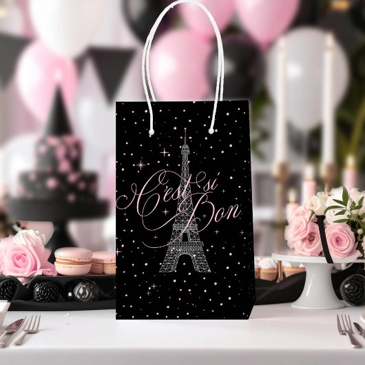 C'est ist Bon Parisian Sweet 16 Pink Black ID1162 Mittlere Geschenktüte