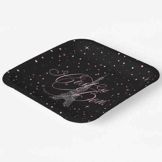 C'est ist Bon Parisian Sweet 16 Pink Black ID1162 Pappteller (Gewinkelt)