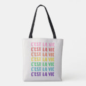 C'est La Vie Französischer Spruch Regenbogen-Typog Tasche (Rückseite)