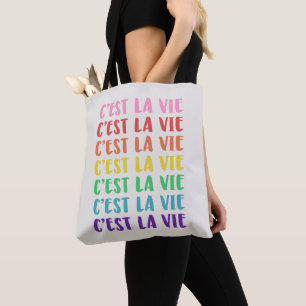 C'est La Vie Französischer Spruch Regenbogen-Typog Tasche