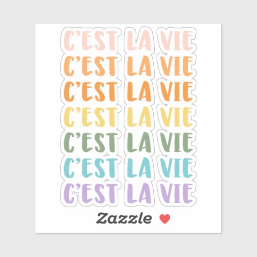C'est La Vie | Französisches Sprichwort | Pastell- Aufkleber (Blatt)