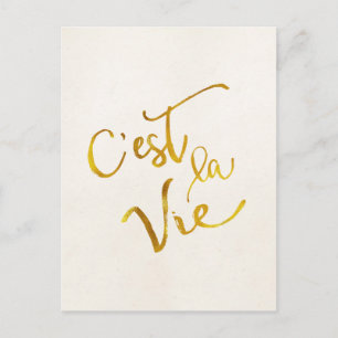 C'est La Vie Gold Imitate Foil Metallic Motivieren Postkarte