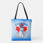 C'EST NOEL Canadian Maple Leaf Snowman Christmas Tasche (Rückseite)
