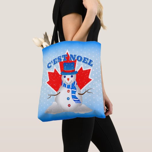 C'EST NOEL Canadian Maple Leaf Snowman Christmas Tasche (Von Nahem)