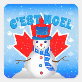 C'est Weihnachten Snowman Canadian Maple Leaf Weih Quadratischer Aufkleber