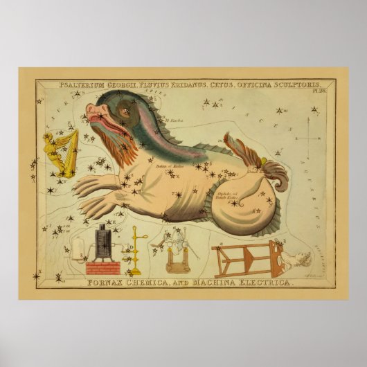 Cetus - Vintages Astronomisches Star Chart Image Poster (Vorne)