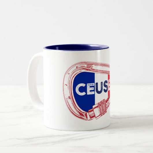 Ceuse France Rock Climbing Carabiner Zweifarbige Tasse (Vorderseite Links)