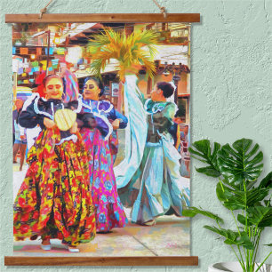 Ceviche Mexican Festival Dancers 2549 Wandteppich Mit Holzrahmen