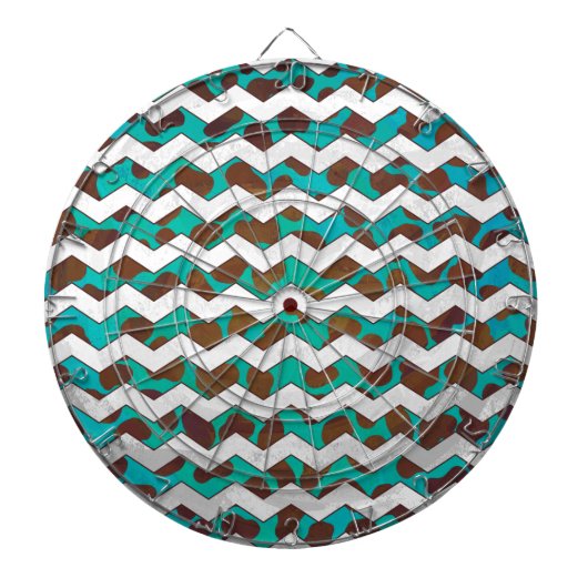 Cevron Dalmatiner Brown und Aquamarin Dartscheibe (vorne)