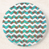 Cevron Dalmatiner Brown und Aquamarin Getränkeuntersetzer (Vorne)