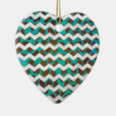 Cevron Dalmatiner Brown und Aquamarin Keramik Ornament (Rechts)