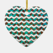 Cevron Dalmatiner Brown und Aquamarin Keramik Ornament (Vorne)